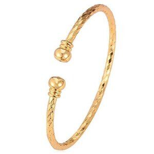 gold cuff bracelet 18k gold plated open bangle adjustable unisex bracelet